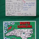 GREETINGS FROM NORTH CAROLINA STATE MAP NC POSTCARD