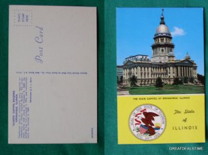 STATE CAPITOL BUILDING SEAL ILLINOIS VINTAGE POSTCARD