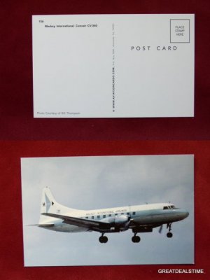 Mackey International Airlines Convair CV-340 Airplane VINTAGE Photo POSTCARD PC