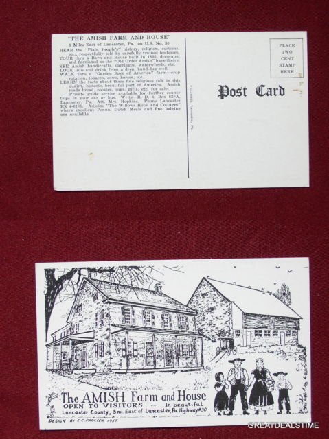 The Amish Farm & House Lancaster PA US 30 Art View Old VINTAGE POSTCARD PC