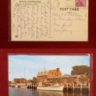 1963 Stamp Mystic Seaport Village CT Old VINTAGE Photo Boat View POSTCARD PC