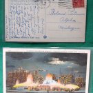 1928 GRANT PARK FOUNTAIN @ NIGHT CHICAGO OLD POSTCARD