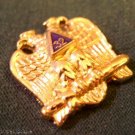 MASON MASONIC DOUBLE GOLD EAGLE 32 DEGREE HAT PIN NEAT
