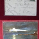 Million Dollar Pier @ Moon Night Atlantic City NJ 1908 Stamp VINTAGE POSTCARD PC