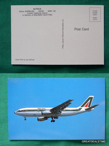 ALITALIA PLANE AIRBUS AIRPLANE VINTAGE PHOTO POSTCARD