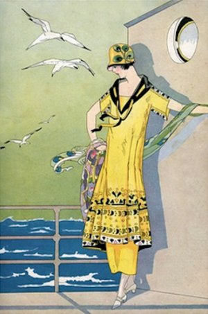 x30 Art Deco Poster Woman On Cruise Ship