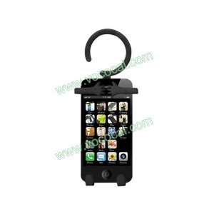 Black Flexible Hanger Grip Holder Silicone Case Cover Skin for iPhone 4 4G 4S