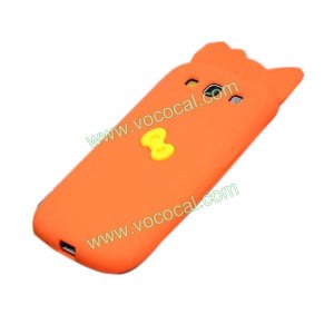 Orange 3D Silicone Case Cartoon Bowknot Cover for Samsung Galaxy S3 i9300