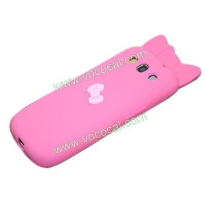 Peach 3D Silicone Case Cartoon Bowknot Cover for Samsung Galaxy S3 i9300