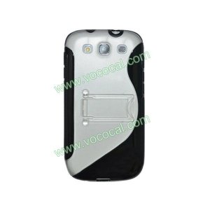 Black S Style TPU & PC Stand Case Cover for Samsung Galaxy S3 i9300