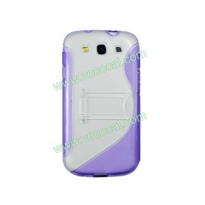 Purple S Style TPU & PC Stand Case Cover for Samsung Galaxy S3 i9300