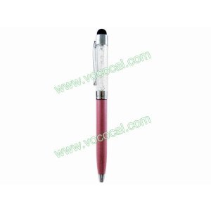 Pink 2 in 1 Crystal Capacitive Touch Stylus Ball Pen for iPhone iPad Samsung HTC