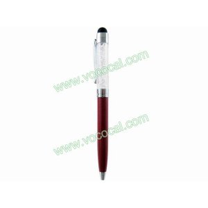 Red 2 in 1 Crystal Capacitive Touch Stylus Ball Pen for iPhone iPad Samsung HTC