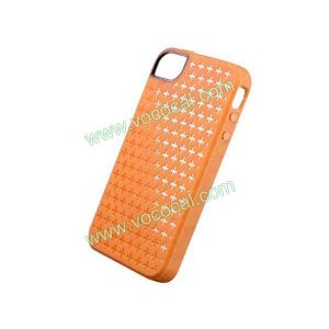 Orange Fashion Cross Pattern TPU Gel Case Back Cover Skin for iPhone 4 4G 4S