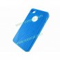 Blue Stripe Soft TPU Gel Case Cover Skin w/ Dustproof Plug for iPhone 4 4G 4S