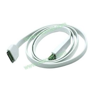 White Flat Noodle 1M USB Data Sync Charge Cable Cord for iPhone iPad iPod Touch