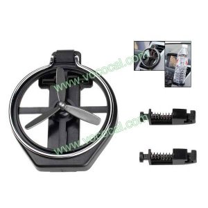 Black Foldable Auto Car Air Condition Cup Drink Clip Holder Bottle Stand w/ Fan