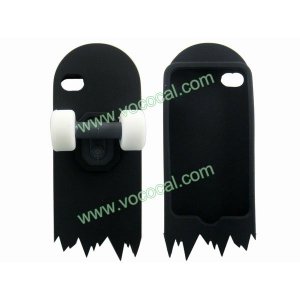 Black 3D Skateboard Cartoon Silicone Stand Case Cover Skin for iPhone 4 4G 4S