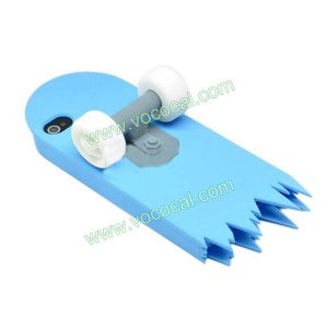 Skyblue 3D Skateboard Cartoon Silicone Stand Case Cover Skin for iPhone 4 4G 4S