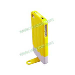 Yellow 3D Ice Cream Lolly Stick Cartoon Hard Stand Case Cover for iPhone 4 4G 4S