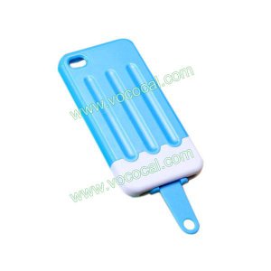 Blue 3D Ice Cream Lolly Stick Cartoon Hard Stand Case Cover for iPhone 4 4G 4S