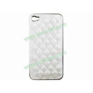 Deluxe Luxury PU Leather Plastic Hard Back Case Cover Shell for iPhone 4 4G 4S