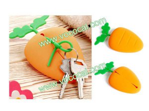 Silicone Key Case Holder Pouch Bag Radish Shape Orange