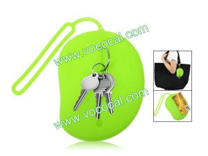 Silicone Key ID Card Wallet Case Holder Pouch Bag Carp Design Mango Shape Green
