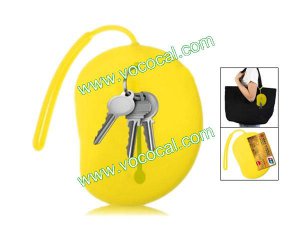 Silicone Key ID Card Wallet Case Holder Pouch Bag Carp Design Mango Shape Yellow