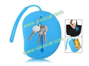 Silicone Key ID Card Wallet Case Holder Pouch Bag Carp Design Mango Shape Blue