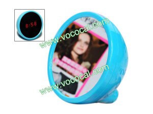 Digital Beauty Mirror Alarm Clock Time LED Display Blue