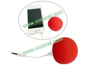 3.5mm Music Sponge Balloon Mini Ball Speaker for iPhone 4 4s iPod iPad 2 Red