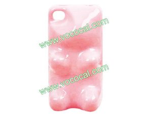 3D Bear Stand Holder Hard Case Cover Skin for iPhone 4 4S Pink