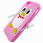 Cute 3D Penguin Silicone Protective Case Cover Skin for iPhone 5 Pink