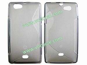 S Line Soft TPU Case Cover Skin for Sony Xperia miro ST23i Clear Gray