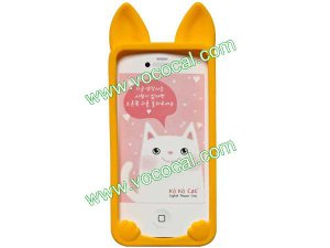 Yellow Cat 3D Cartoon Silicone Case Cover Skin for iPhone 4 4G 4S