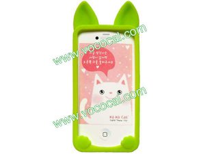 Green Cat 3D Cartoon Silicone Case Cover Skin for iPhone 4 4G 4S