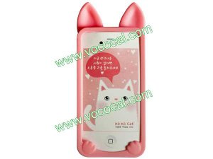 Pink Cat 3D Cartoon Silicone Case Cover Skin for iPhone 4 4G 4S