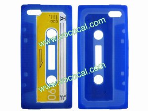 Classic Cassette Tape Soft Silicone Case Cover Skin for iPhone 5 Dark Blue