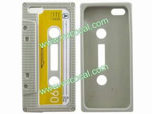 Classic Cassette Tape Silicone Protective Case Cover Skin for iPhone 5 Gray