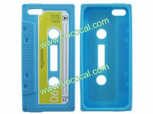 Classic Cassette Tape Silicone Protective Case Cover Skin for iPhone 5 Azure
