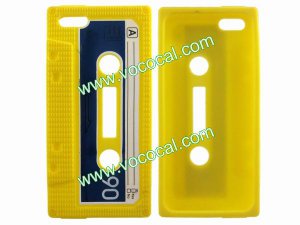 Classic Cassette Tape Silicone Protective Case Cover Skin for iPhone 5 Yellow