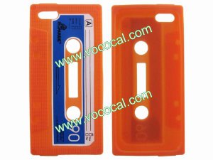 Classic Cassette Tape Silicone Protective Case Cover Skin for iPhone 5 Orange
