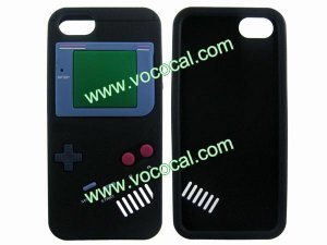 Protective Soft Silicone Case Cover Skin for iPhone 5 Game Boy Style Black