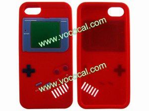 Protective Soft Silicone Case Cover Skin for iPhone 5 Game Boy Style Red