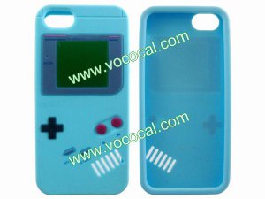 Protective Soft Silicone Case Cover Skin for iPhone 5 Game Boy Style Sky Blue