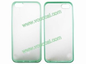Bumper Frame TPU+PC Frosted Protective Case Cover for iPhone 5 Light Emerald
