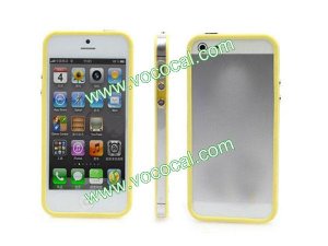 PC + TPU Clear Frame Bumper Case Cover Skin for iPhone 5 Yellow