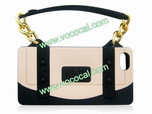 Fancy Cute Silicone Soft Handbag Case Cover Skin for iPhone 5 Black