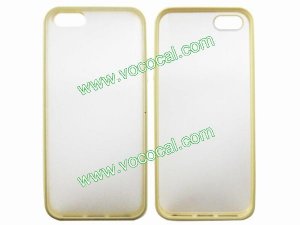 Bumper Frame TPU+PC Frosted Protective Case Cover for iPhone 5 Yellow